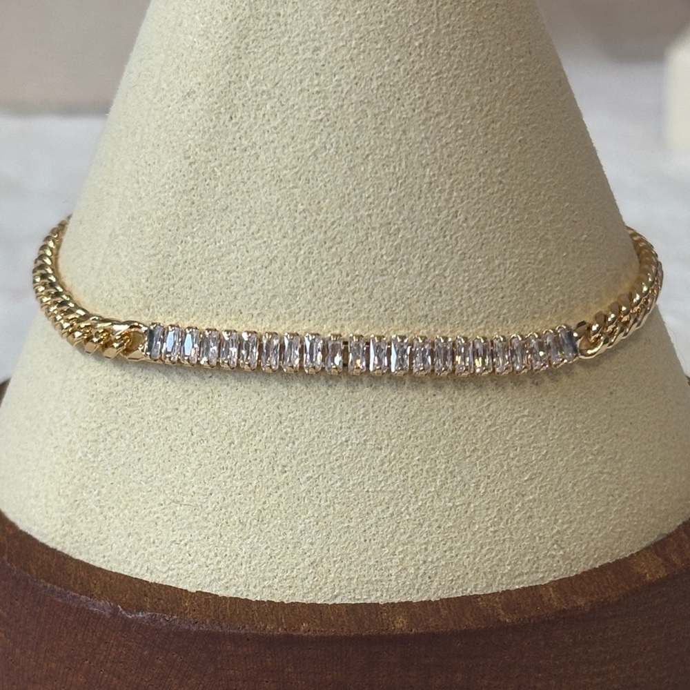 NEW AAA CZ Cuban Bracelet 18k Yellow Gold Filled